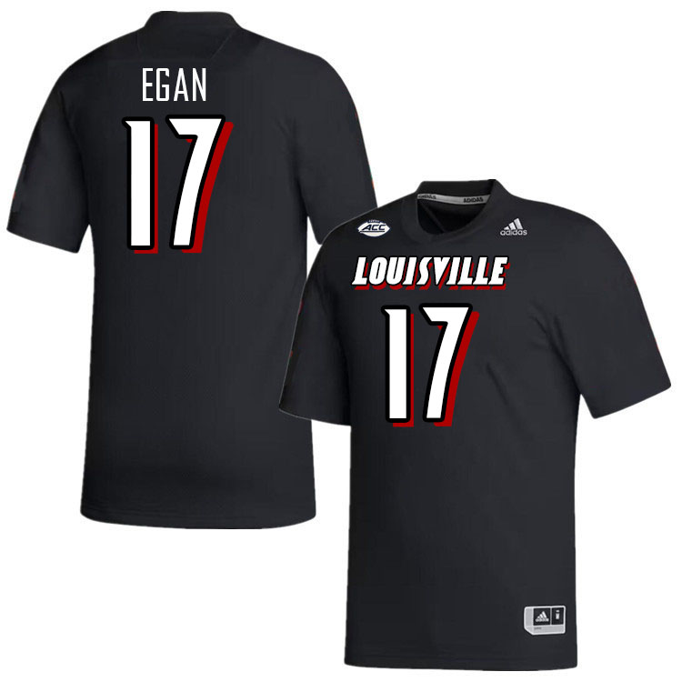 Men #17 Travis Egan Louisville Cardinals College Football Jerseys Stitched-Black